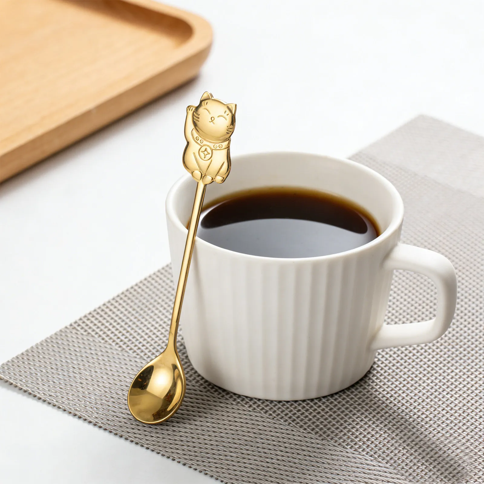 

Набор из 4 кофейных ложек в форме кошки из нержавеющей стали, милые ложки для латте и десертов, 5,7 дюйма, для размешивания чая, сахара, эспрессо, необычный дизайн