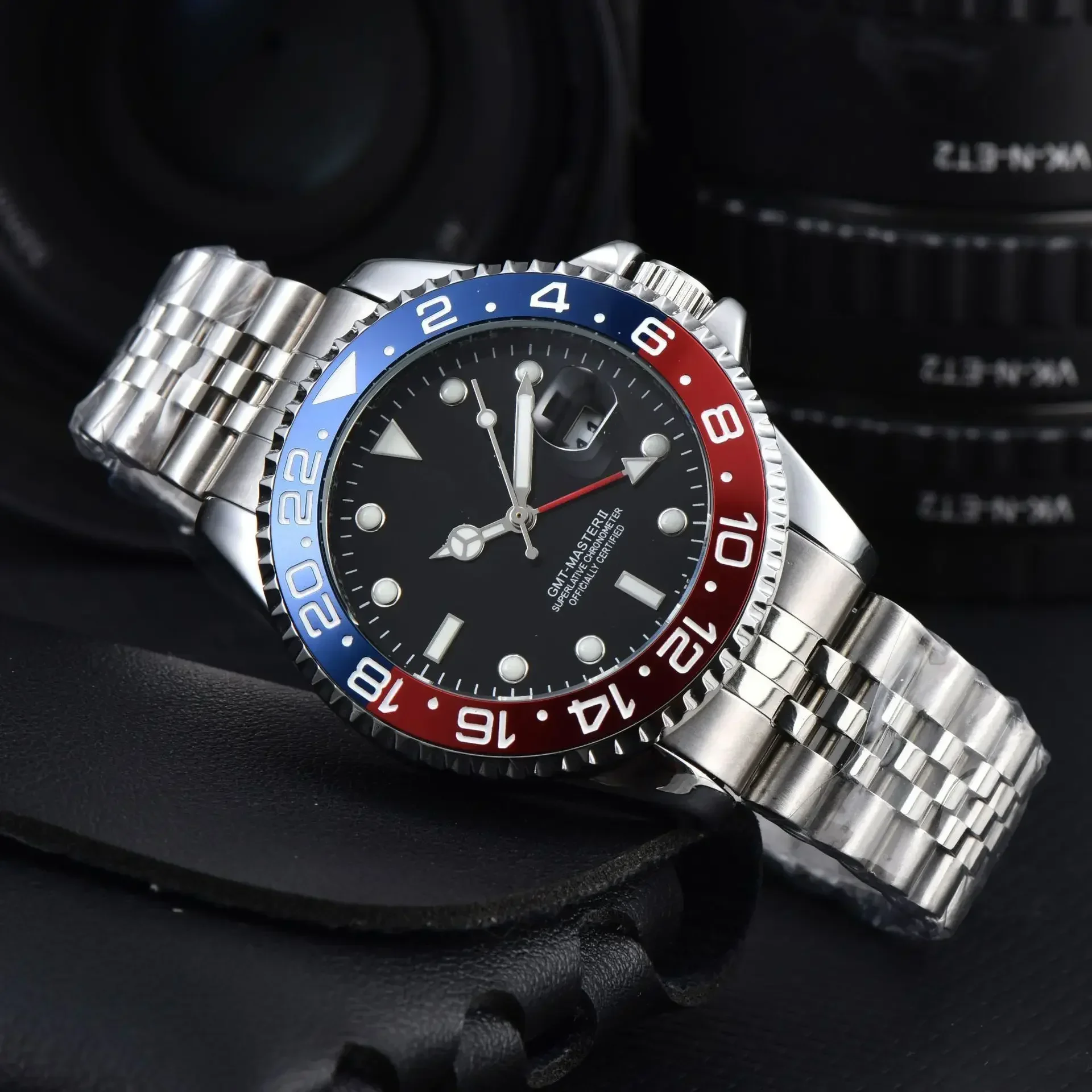 40mm rojo azul Pepsi Business Diver NH34 GMT reloj 100m impermeable cristal de zafiro NH34A relojes automáticos para hombres reloj hombre