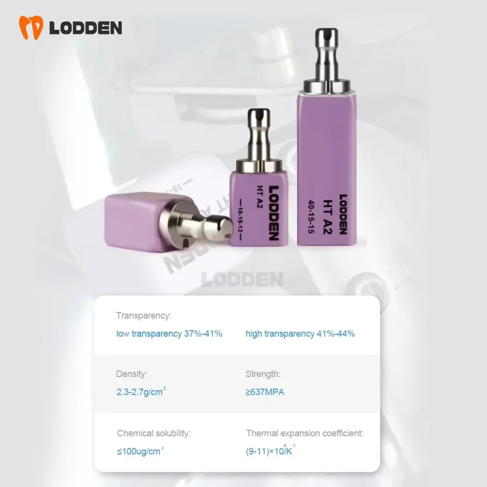 LODDEN C14 Dental Lithium Disilicate LT/MT/MO/HT 5PCS/Box Glass Ceramic Cubes Blocks for CAD CAM Sirona Cerec Milling System