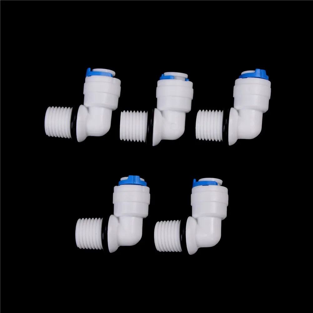 5PCS 1/4" Male Thread - 1/4" OD Tube RO Water Elbow Quick Connector