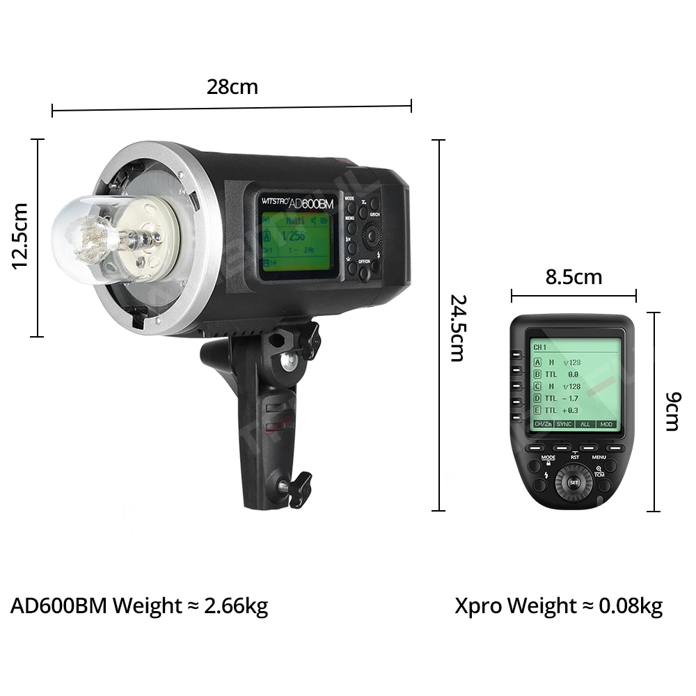 Godox AD600BM Bowens Mount 600Ws GN87 High Speed Sync Outdoor Flash Strobe Light with 2.4G Wireless X System, 8700mAh Battery