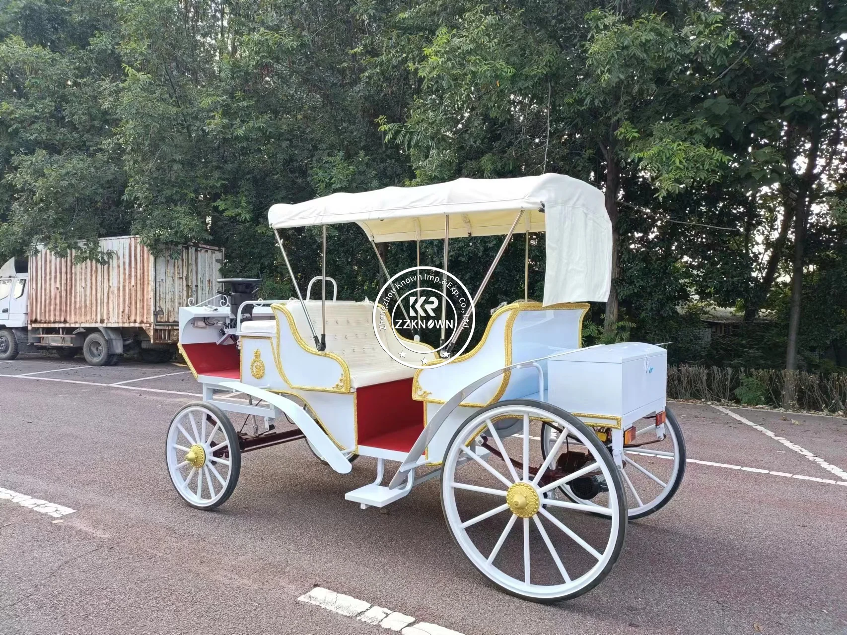 รถม้าไฟฟ้ารถลากสำหรับขี่ม้าที่ปรับแต่งได้หรูหรา