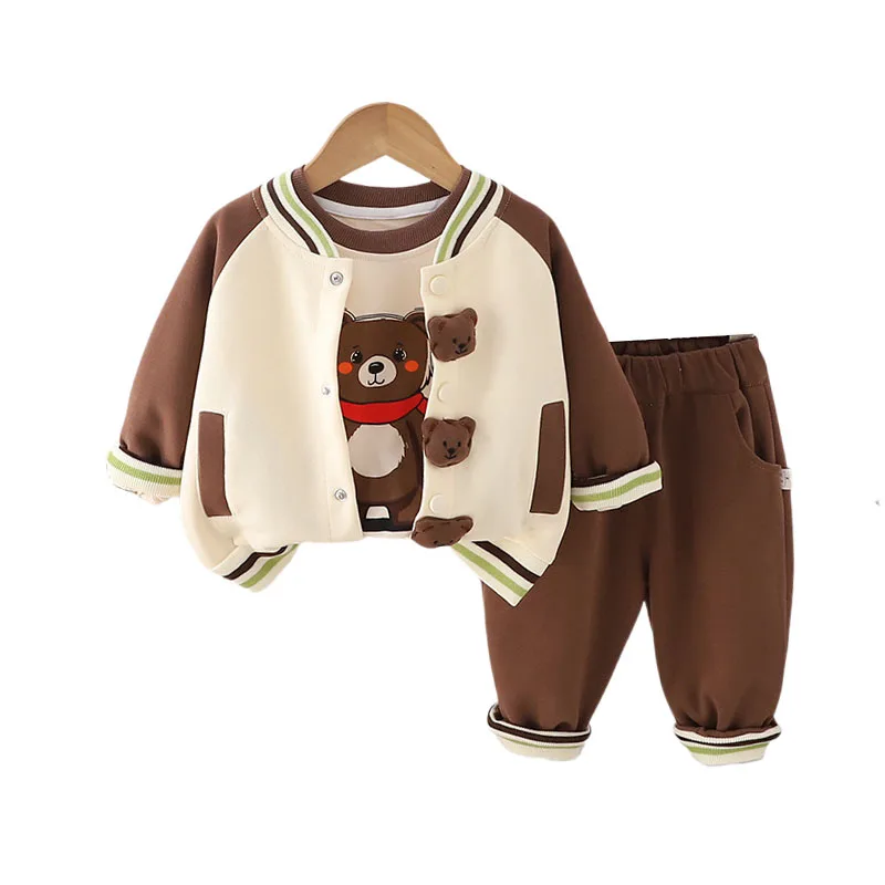 

Детские костюмы 2024, весенне-осенняя одежда для маленьких мальчиков от 1 до 2 лет, бейсбольная форма с героями мультфильмов + футболки + штаны, детская одежда для мальчиков