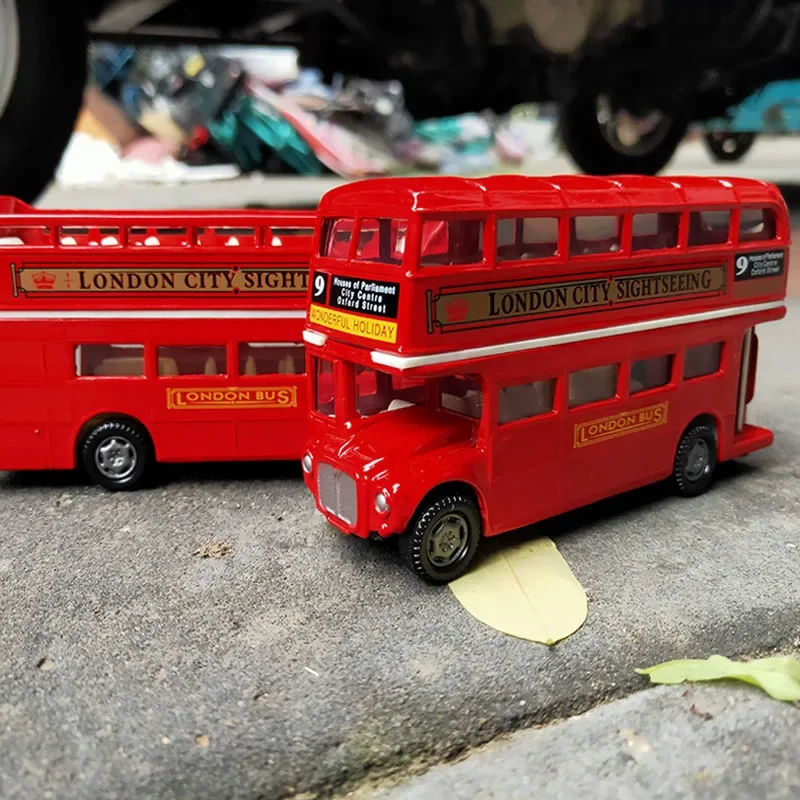 Electric London Double Deck Travel Traffic Bus Alloy Car Model Diecasts Simulation Metal Toy Passenger Car Bus Model Kids Gifts