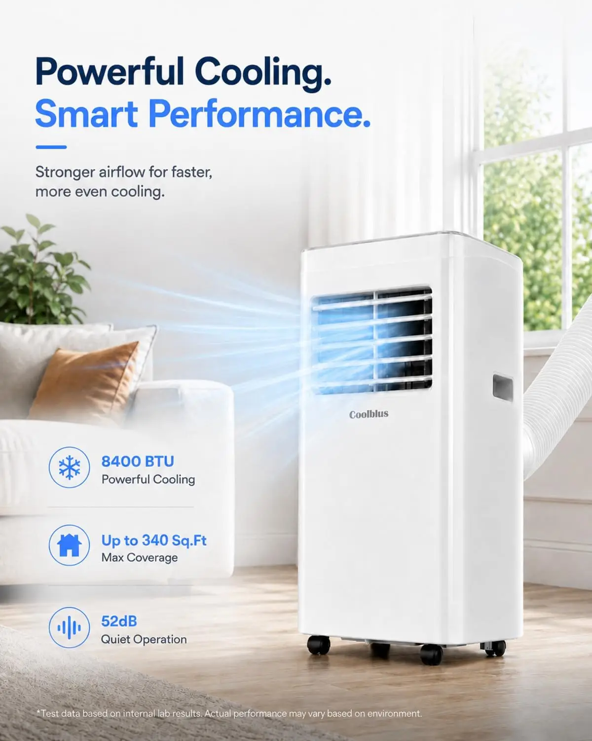 7000 BTU 3 in 1 Portable Air Conditioner Cools up to 340 Sq.Ft Portable AC Unit with Remote Control Sleep Mode Dehumidifier