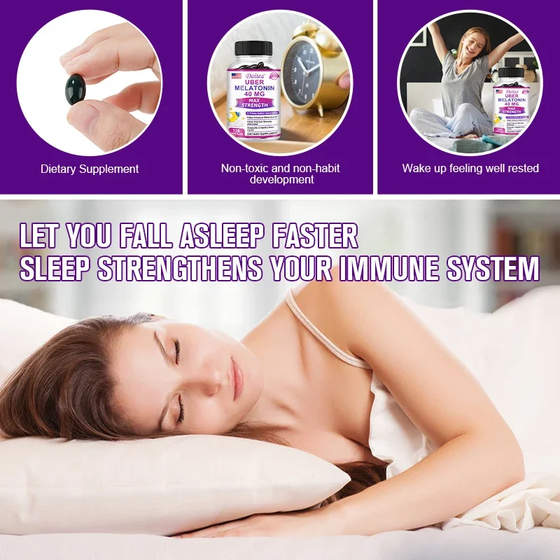 Alami Melatonin bantuan tidur 40mg, meningkatkan kualitas tidur dan tidur sehat tanpa efek samping