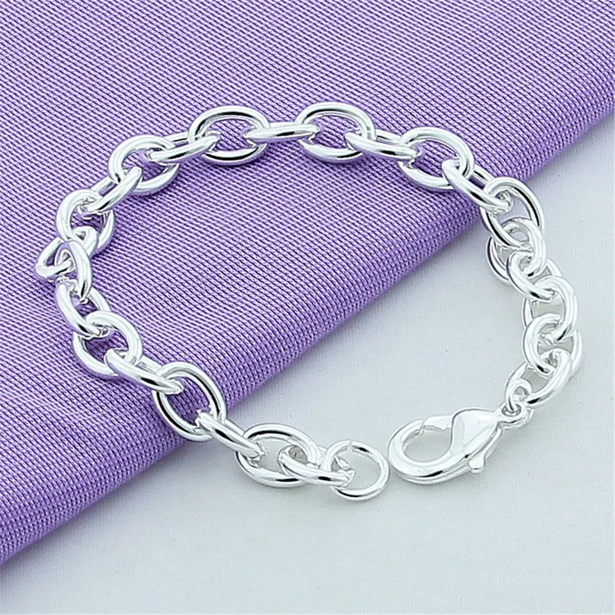 925 Sterling Silver Bracelet O-shaped Chain Bracelet Ladies Fashion Simple Birthday Party Wedding Anniversary Jewelry Gift