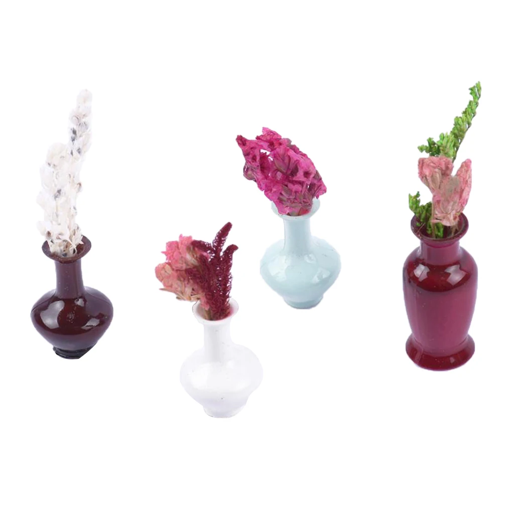 4Pcs Novelty Miniature Mini Flower 1/25 for Dollhouse Decor