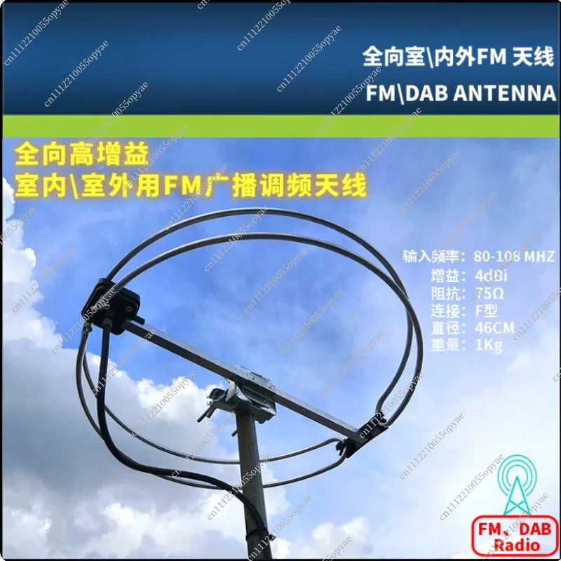 

High Gain Omnidirectional FM Broadcast Antenna, Indoor & Outdoor for Stereo Radio & Power Amplifier
