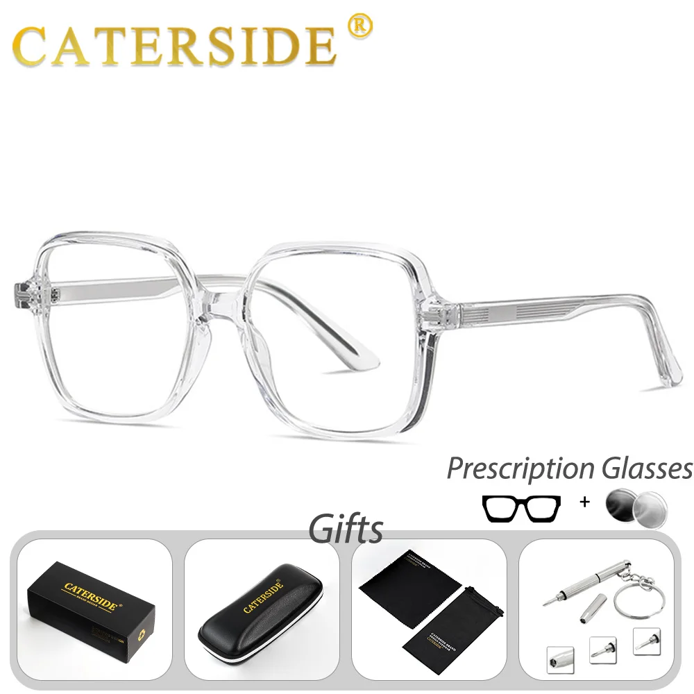 

Мужские очки по рецепту CATERSIDE, квадратные линзы с коэффициентом преломления 1,56, оптические очки с защитой от синего света для женщин, очки для чтения
