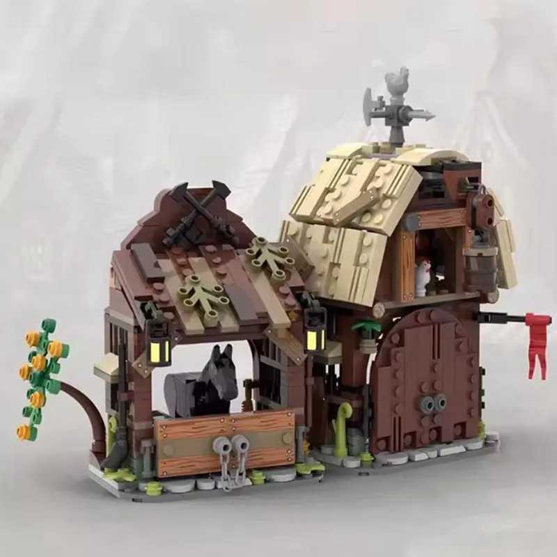 MOC-114761 594개 소형 입자 블록 중세 성 헛간 모델 장난감 선물