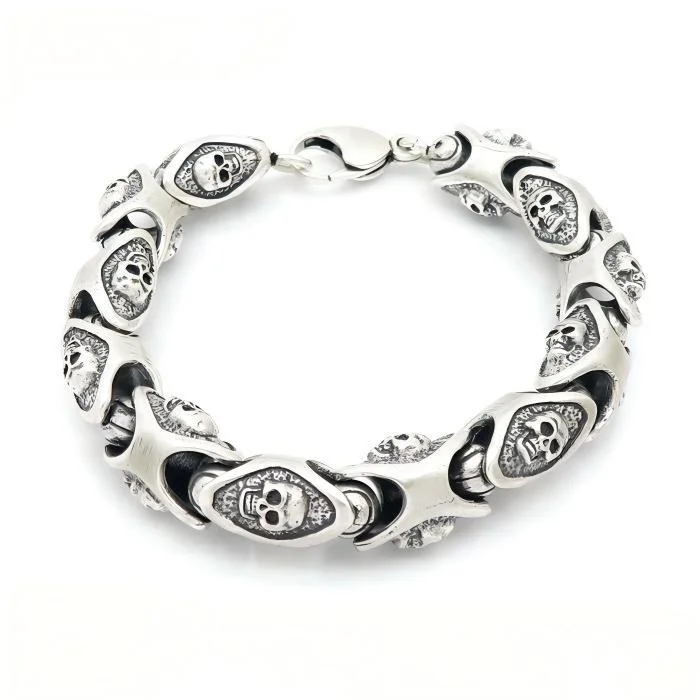 Dark Knight Skull Stainless Steel Bracelet For Men Punk Street Biker Bracelet Fashion Jewelry Halloween Haunted House Gifts