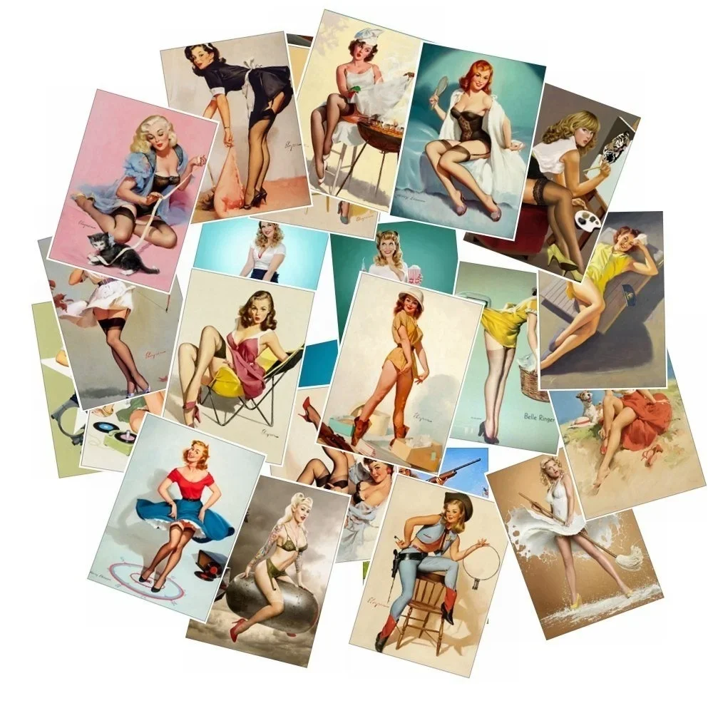 25Pcs / Pack World War II Pin-up Girls Stickers Sexy Girl Sticker for Laptop Luggage Refrigerator Skateboard