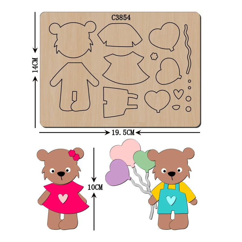 New Bear Balloon Wooden die Scrapbooking Cutting Dies C3854