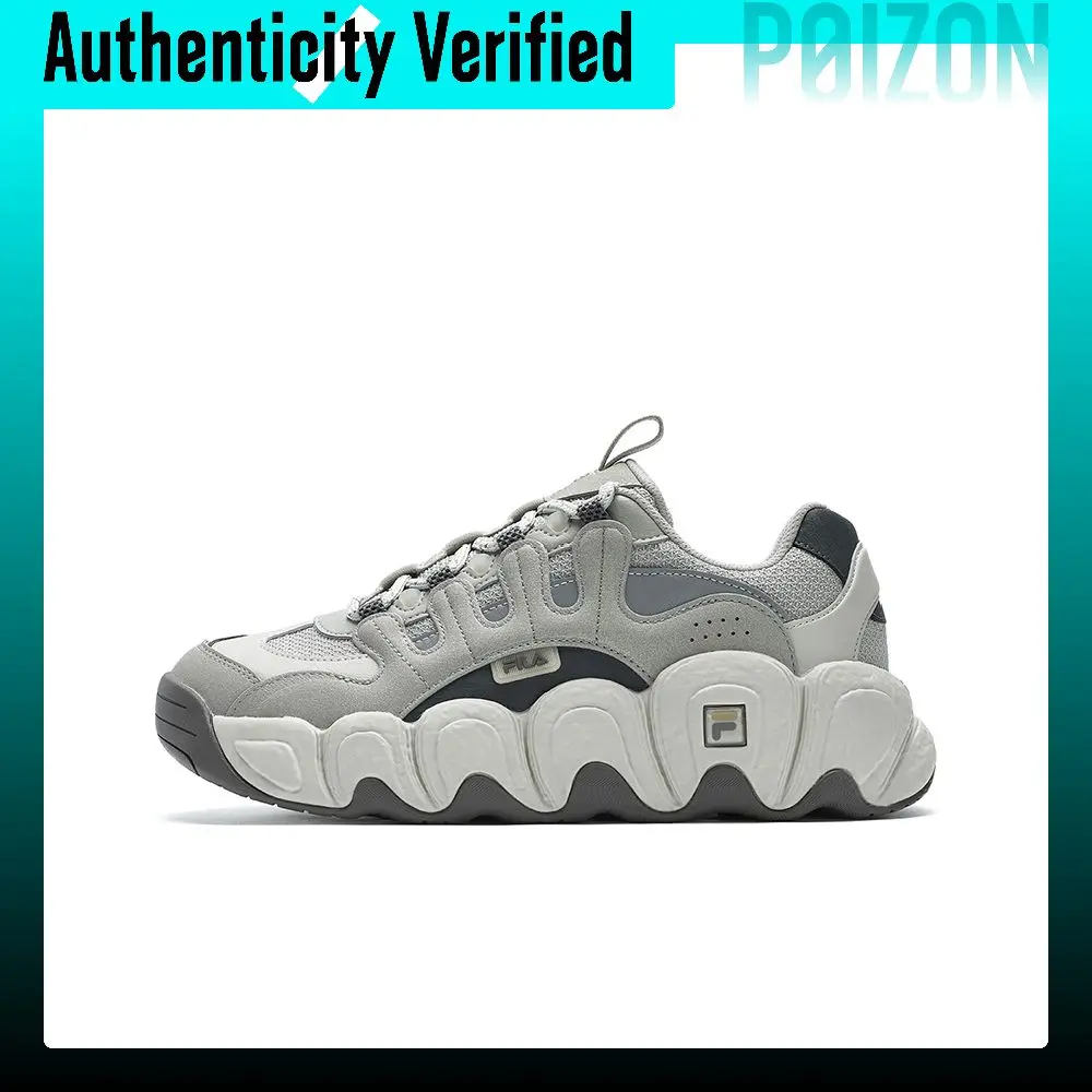 FILA Croissant Textile, Synthetic Leather Low top Running Shoes Men's Gray Green F12M441102FAS