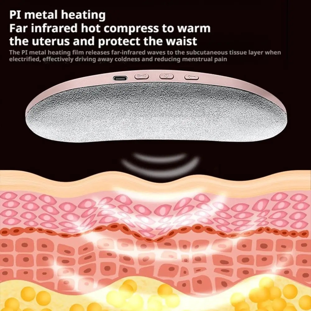 Portable Menstrual Heating Pad for Cramps Relief Electric Waist Belt 3 Heat Levels 4 Massage Modes Women Period Pain Reliever Cordless