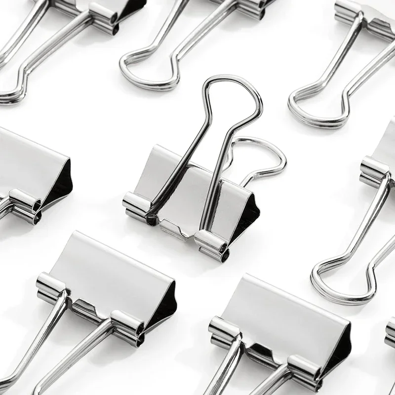 5-30Pcs Binder Clips File Metal Paper Clips Silvery Paper Clip Clamp 15/19/32/40/50mm Stationery Clip Office School Supplies