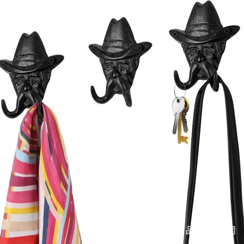 Northern EuropeINSWrought iron hook wall decoration wall-mounted cast iron cowboy double hook wall hanger wall storage key holde