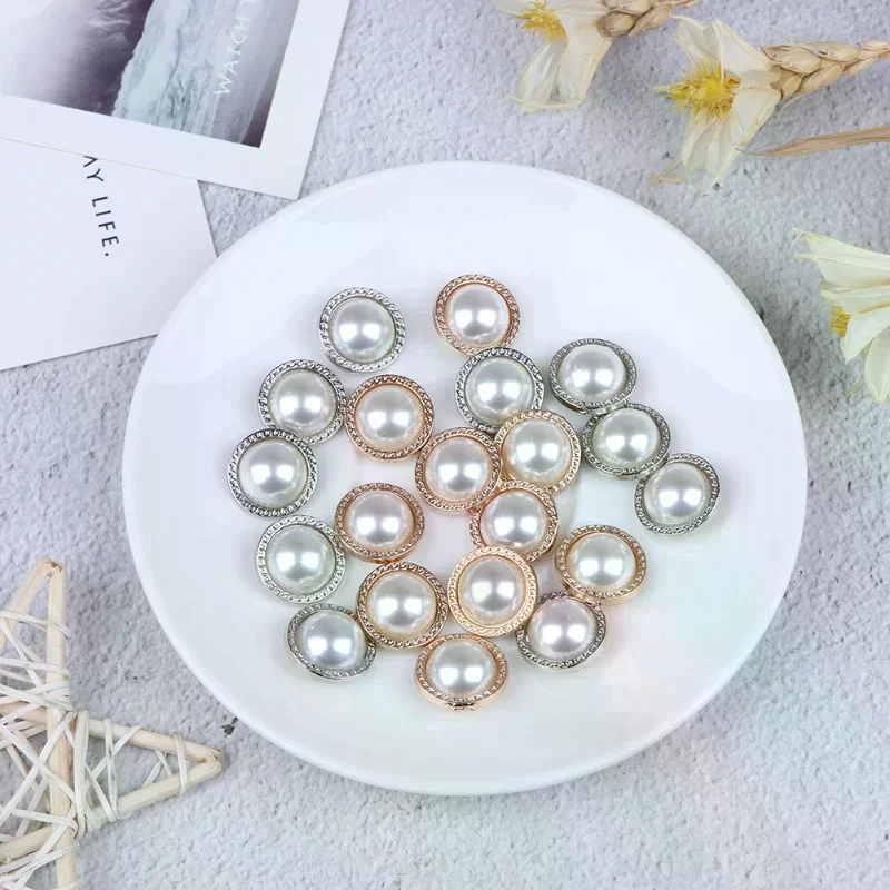 10pcs Alloy Pearl Clothing Buttons DIY Clothing Sewing Button Needlework Handmade Accessories Decorative Sewing Accessories