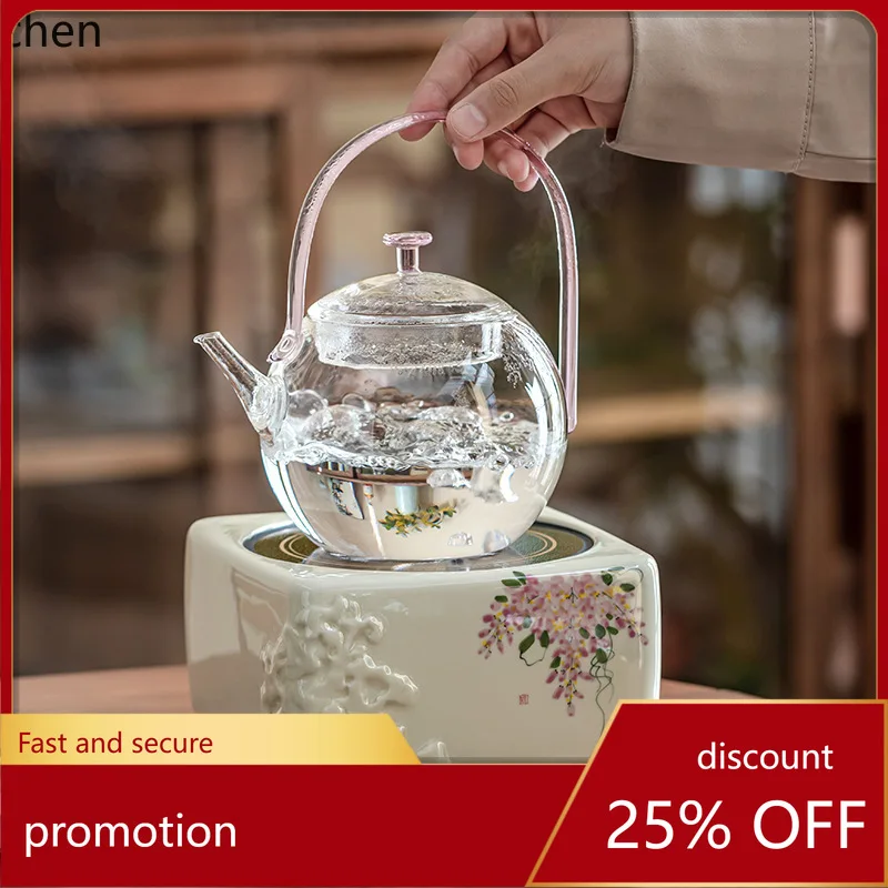 

Zml teapot for home handle teapot high temperature resistant teapot yueyan high borosilicate tea making by the stove