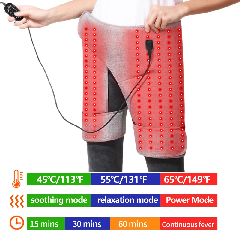 Red Light Hip Heating Support Electric Heated Massager Vibration Thigh Buttock Muscle Relaxation Relief Pain Helpful for Sleep