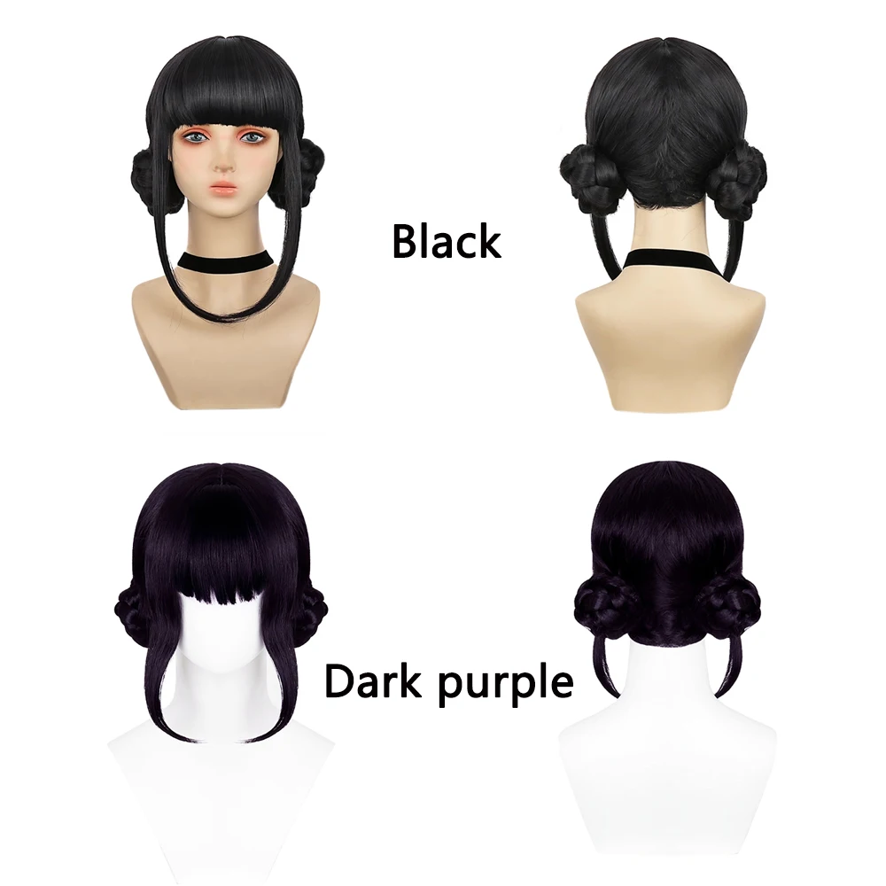 

Anime Zoe Cosplay Synthetic Hair Dark Purple Double-Loop Temples Suitable Women'S Daily Party Role-Playing Heat-Resistant Wigs