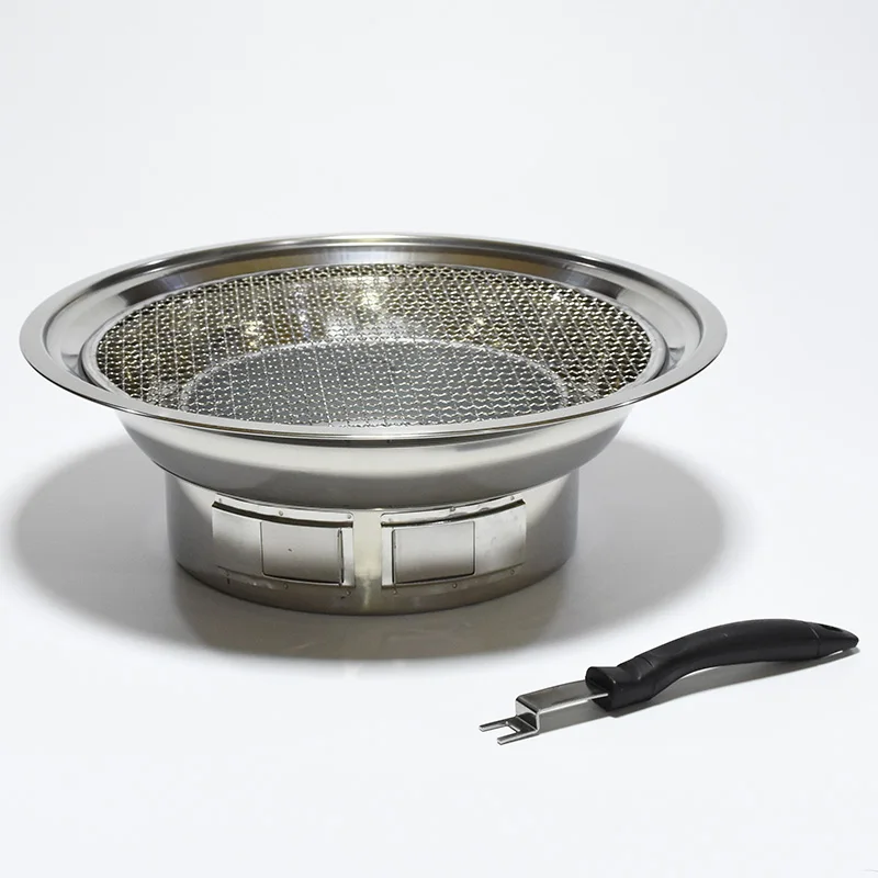 موقد شواء كوري محمول من الفولاذ المقاوم للصدأ غير لاصق شواية فحم للأماكن الخارجية