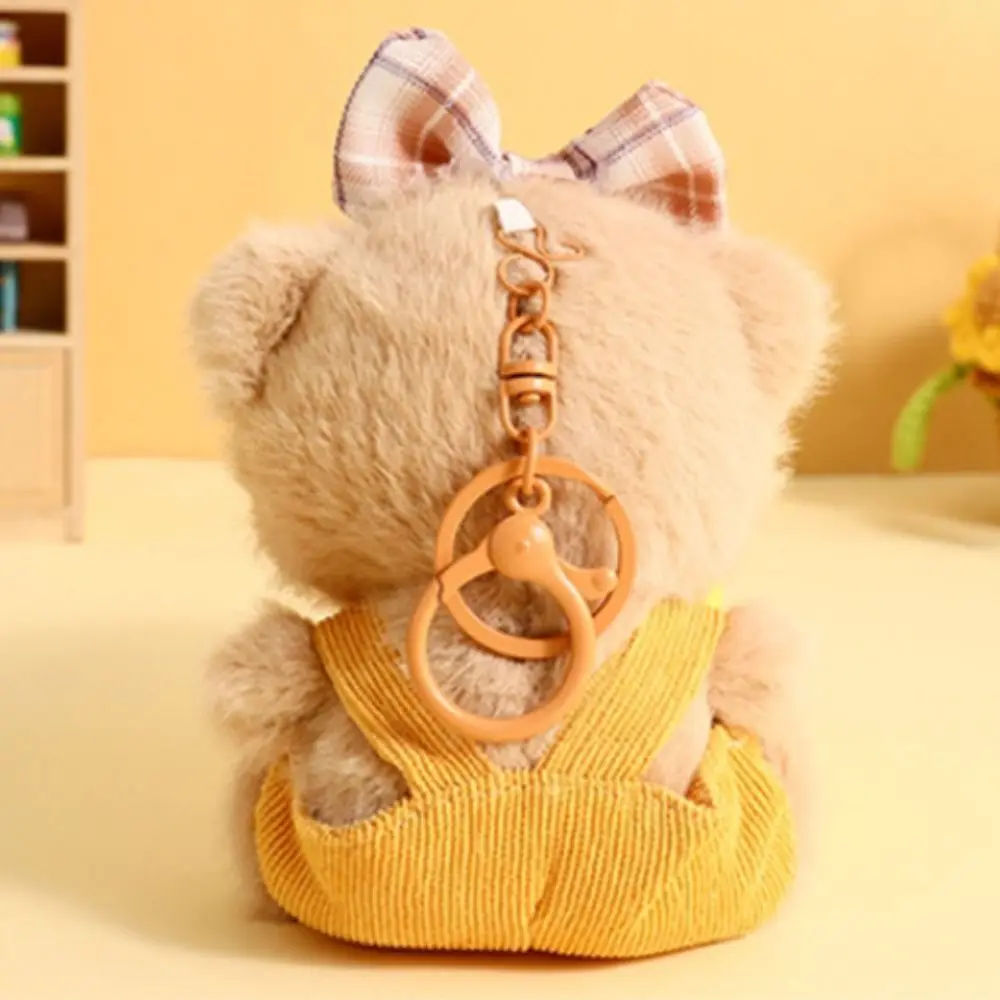 Lovely Animal Cute Bear Keychain Bow Decoration Cartoon Bag Pendant Furry Plush Stuffed Bear Dolls Kids