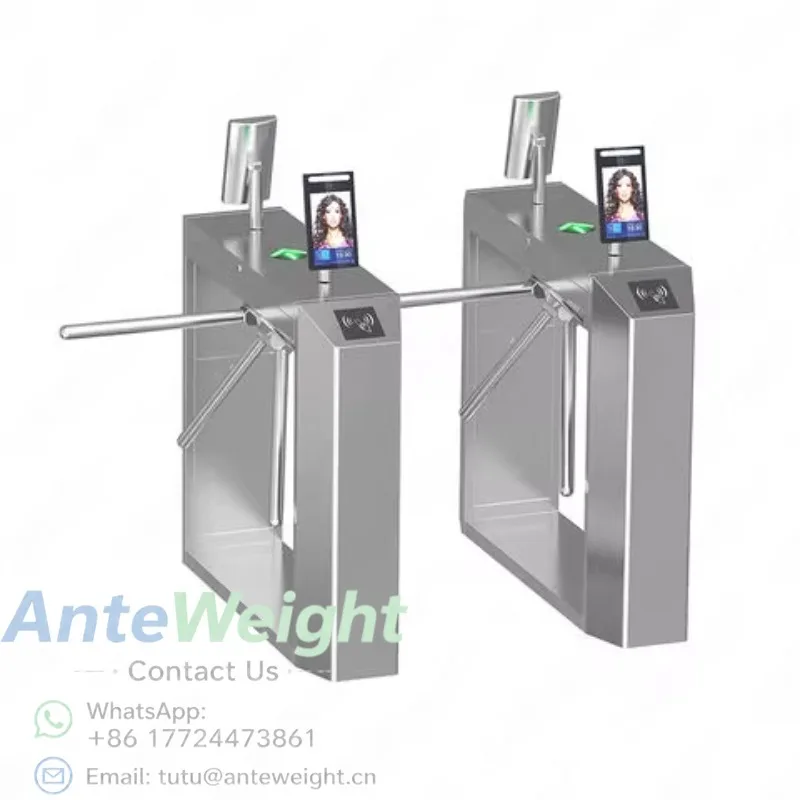 Tripod Turnstile Gate Stainless Steel Access Control System with Security Detector for Hotel Entrance