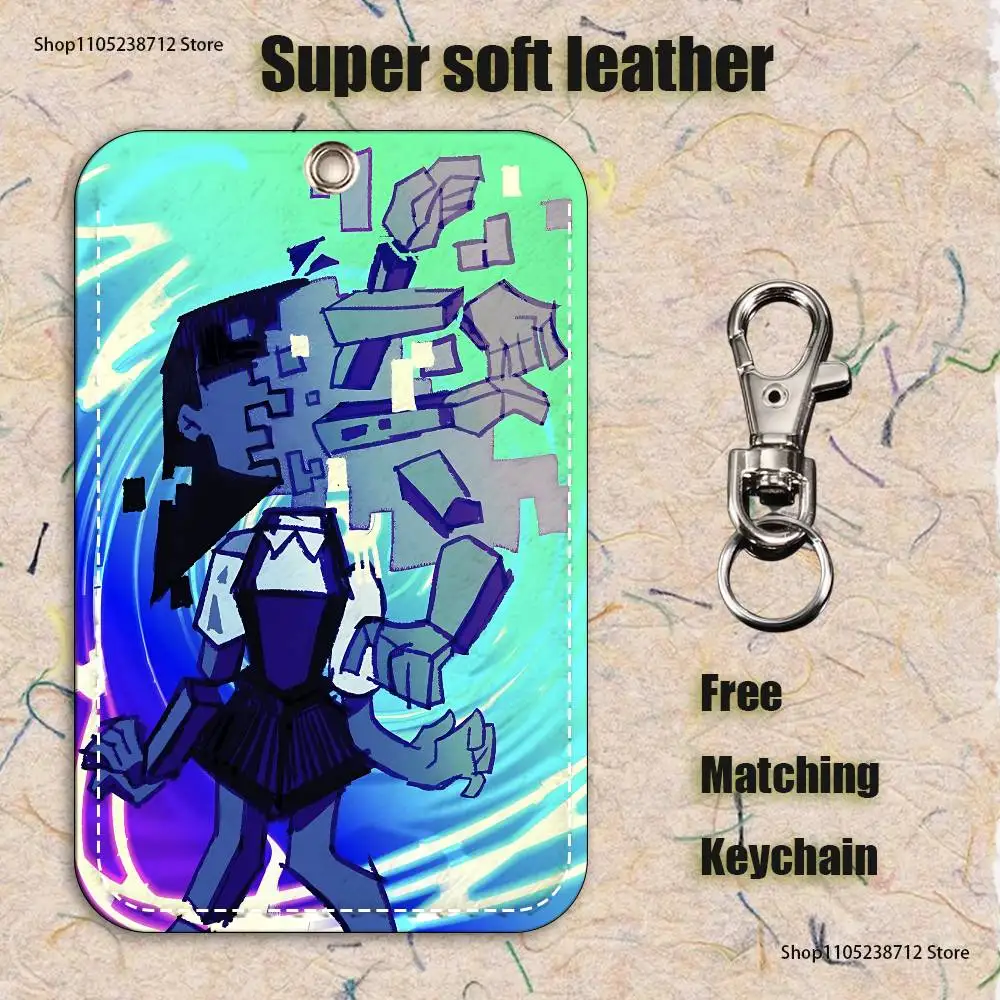 E-Ena Graficzny Estetyczny Brelok do Kluczy z Motywem Deszczu i Skał, Etui na Karty Bankowe, Biznesowe, Pracy, Studenckie, Ochronne Etui na Kartę Autobusową