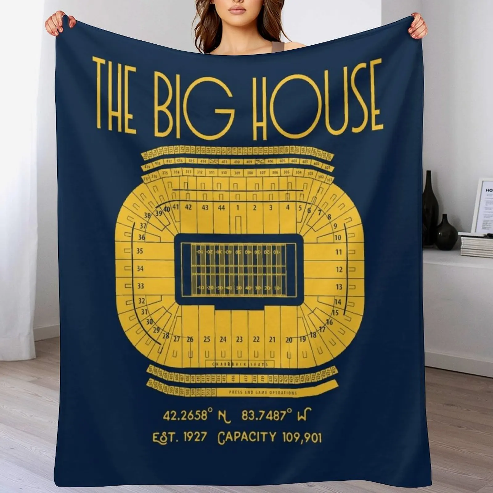 

Michigan Football Big House Stadium Poster Print Throw Blanket Plaid on the sofa christmas gifts for babies Moving Blankets