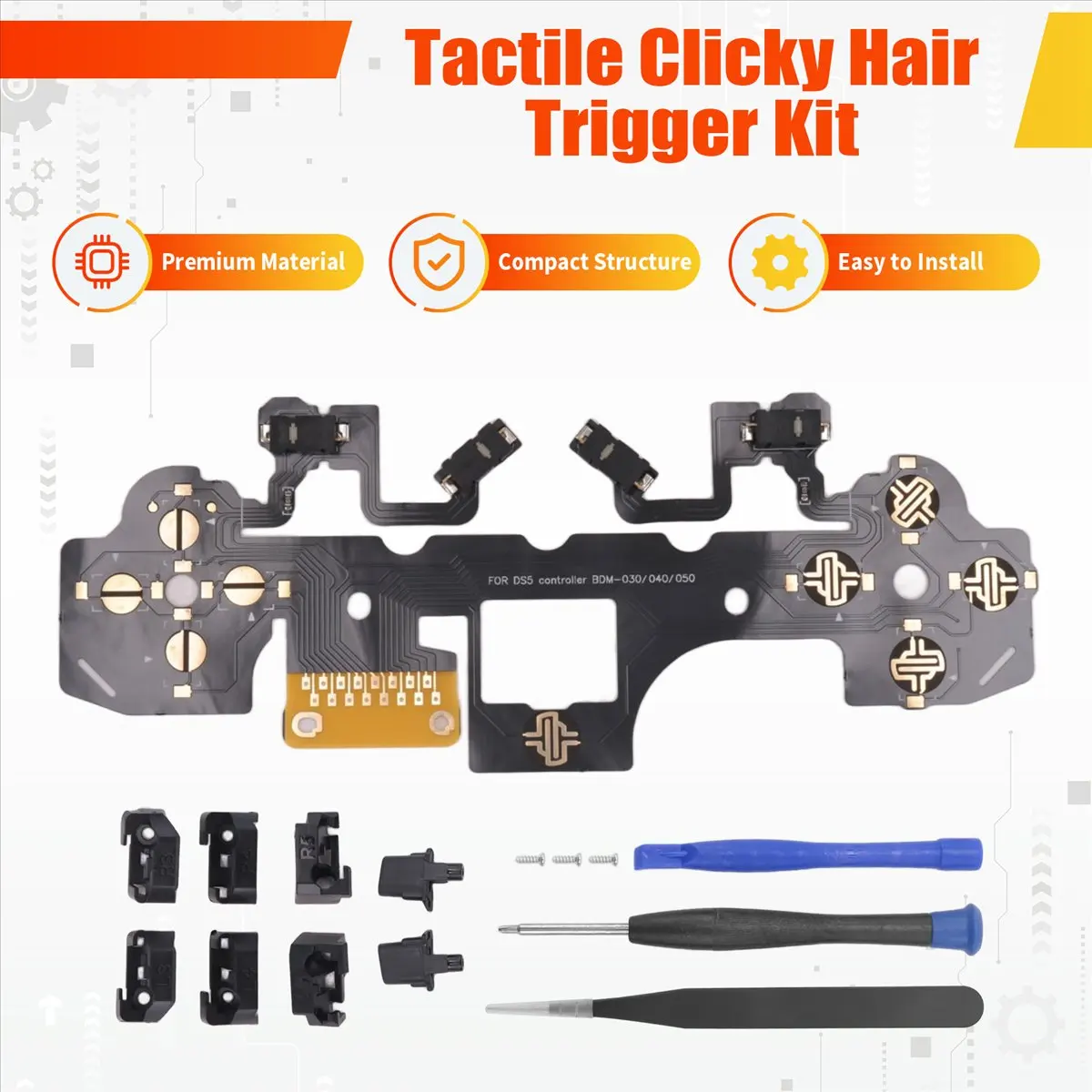 Ergonomic Micro-Switch Tactile Clicky Hair Trigger Kit for PS5 Controller BDM-030/040/050 Shoulder Button Mouse Click A