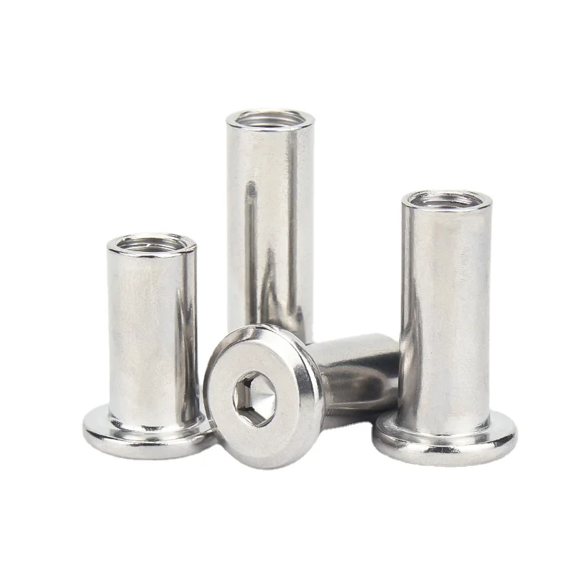 M3 M4 M5 M6 M8 304 Stainless Steel Large Flat Hex Hexagon Socket Head Rivet Connector Insert Joint Sleeve Cap Nut