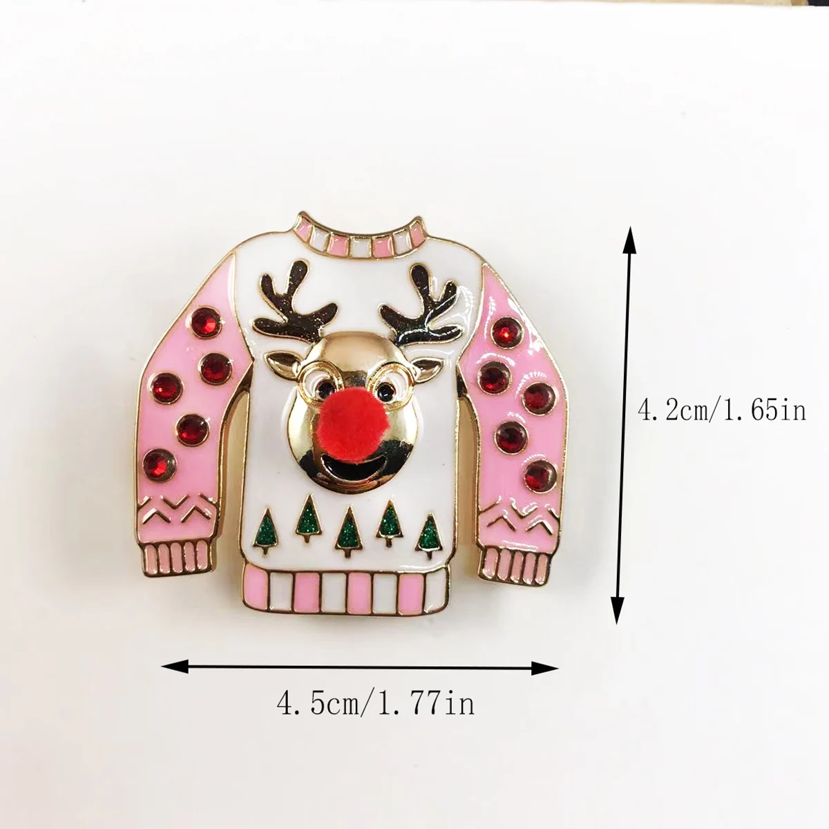 2PCS Christmas Decoration Brooch Enamel Christmas Red Nose Reindeer Head Cute Cartoon T-shirt Holiday Decoration Couple Gift