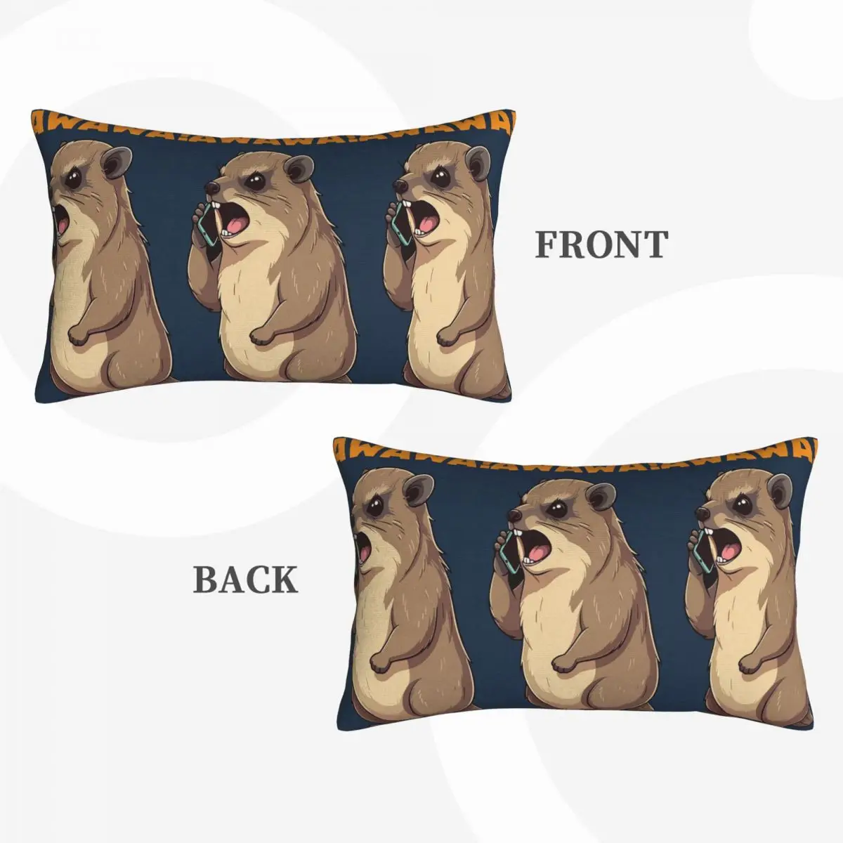 Rock Hyrax Awawa On Phone Groundhog Dassi Rectangle Pillowcase Cushion Cover Decorative Bedroom Bed Home Comfort Throw Pillow