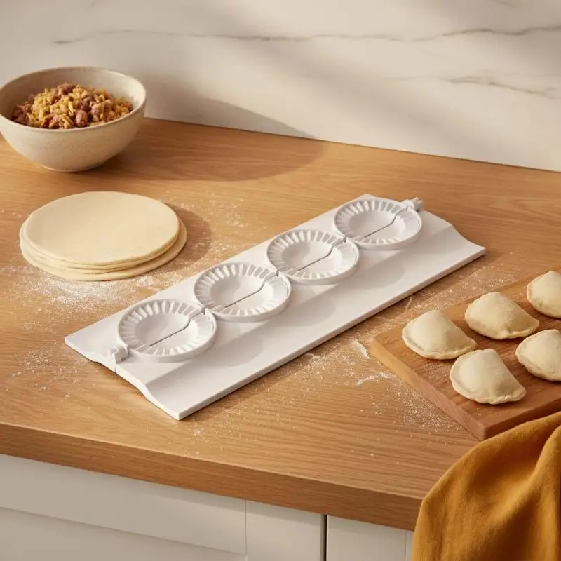 4-in-1 Dumpling Press Mold Multi Hole Dough Cutter No Sticking Dough for Home Party Homemade Pierogi Making