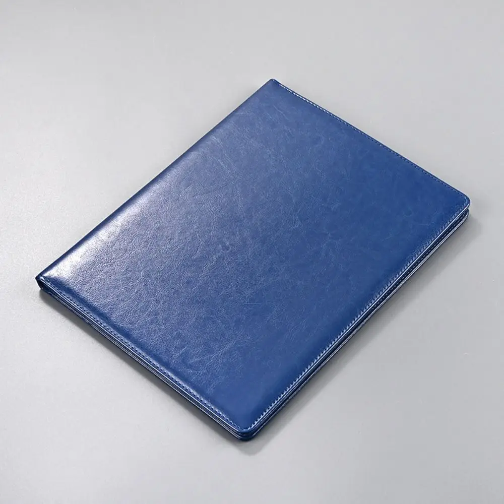 مجلد مؤتمرات A4 متعدد الوظائف، مجلدات ملفات جلدية محمولة عتيقة مع وسادات كتابة مجلدة