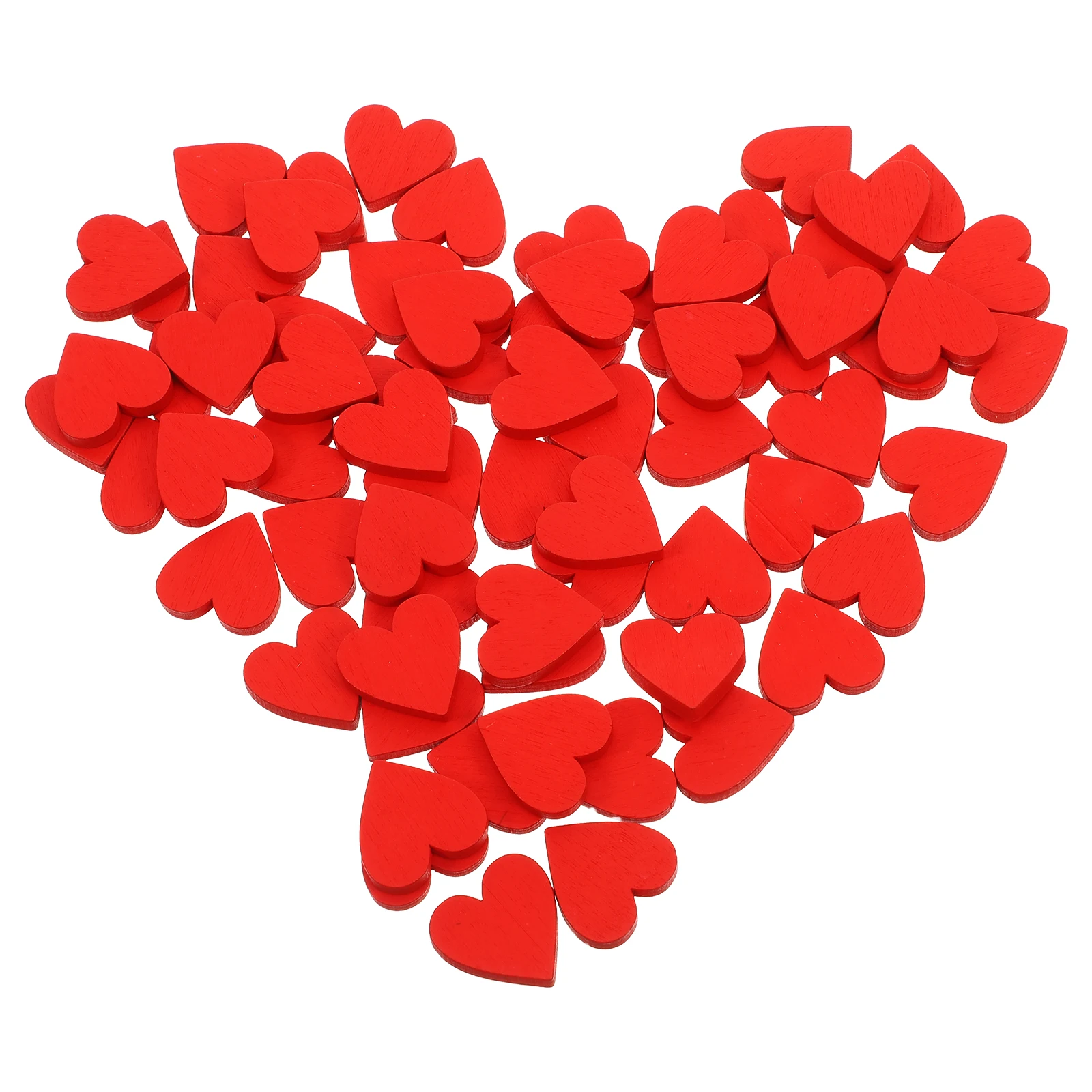 

100 Pcs Red Heart Wooden Cutouts Craft Wedding Table Scatter Decoration Valentine Diy Mini Ornament Pieces Sewing Accessories