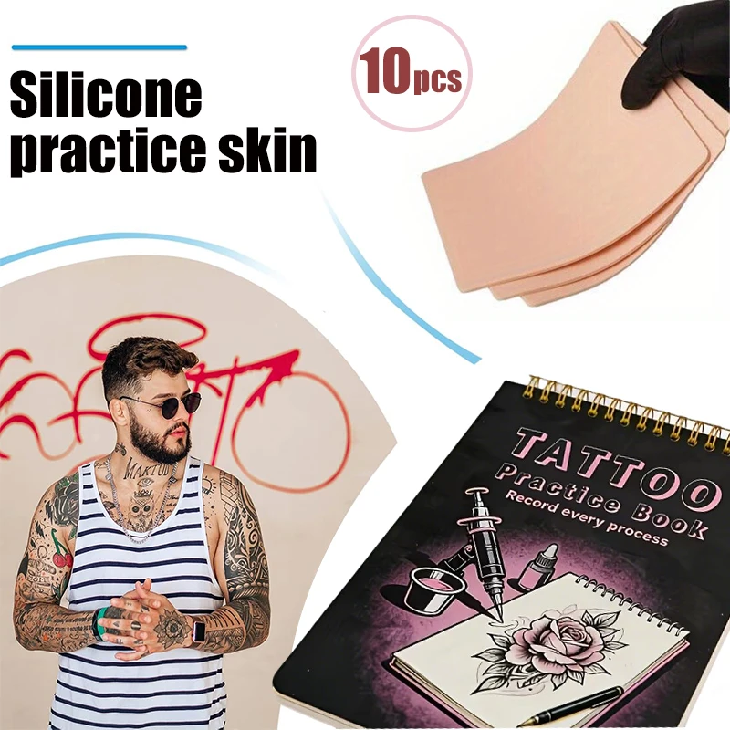 

1mm-10 Sheets/Book Tattoo Skin Practice Pad Beginner Tattoo Skin, Double-Sided Artificial Skin Pads Tattoo Skin Practice Pad Set
