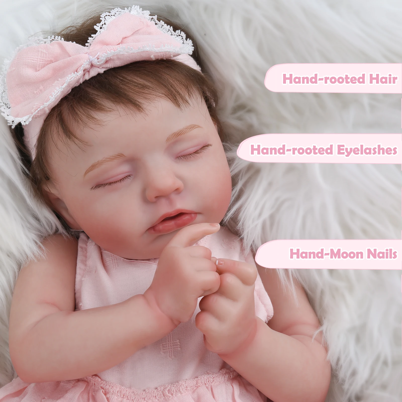 Reborn Baby Dolls Girl - 20 Inch Realistic Sleeping Newborn Baby Doll, Lifelike Handmade Cloth Body Soft Weighted Reborn Doll