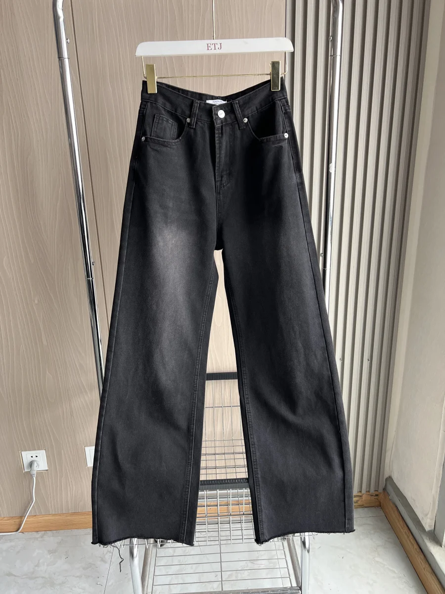 TRAF Wijde pijpen, hoge taille jeans, damesklassieker, alles met vijf zakken, gewassen zachte, comfortabele ultralange jeans 6045022