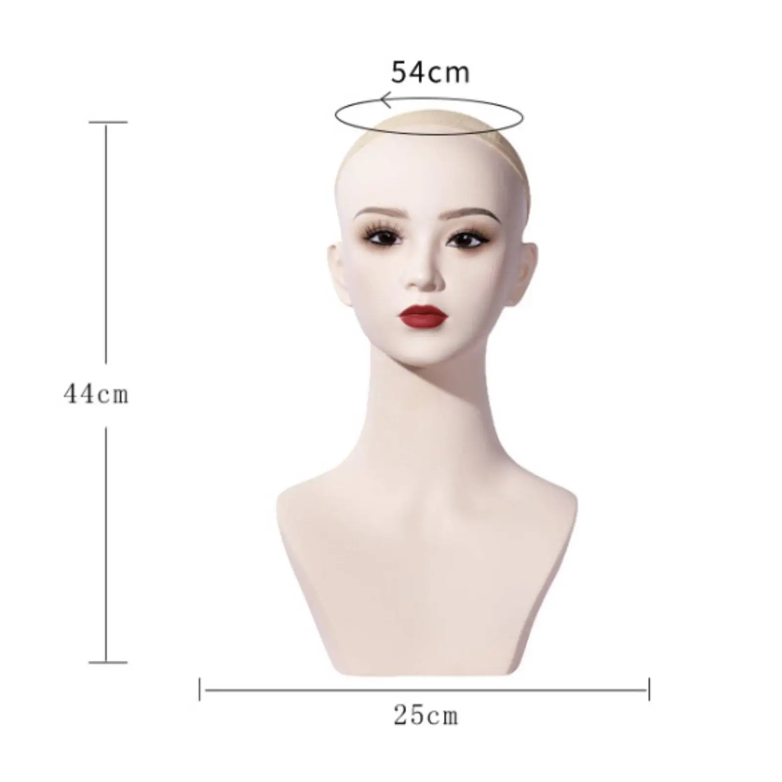 Realistic Mannequin Head with Neck for Wig Jewelry Necklace Earring Display Stand for Salon Shop Photo Props PVC Material