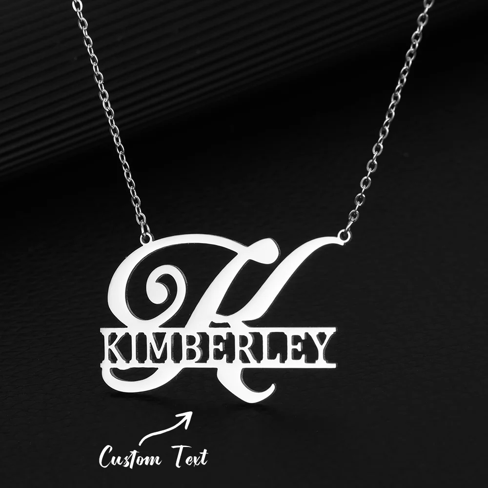 Collier personnalisé avec grand initiales pour femme, en acier inoxydable, pendentif avec nom gravé, cadeau d'anniversaire, bijoux