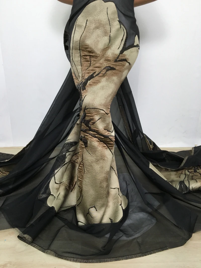 2025 Organza African Brocade Tulle Lace Fabric High Quality Jacquard Nigerian Lace Fabric Elegant Wedding Dress for Women A3729