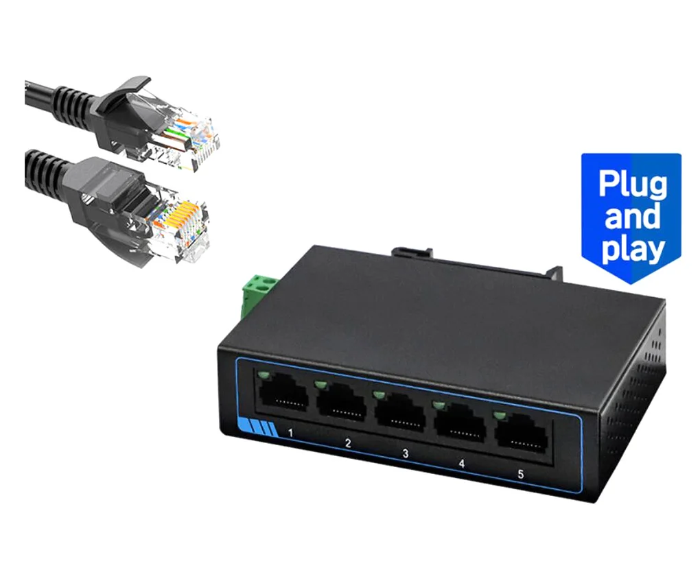 SG1005 | 5 Ports Gigabit 1000Mbps Ethernet Unmanaged Switch Din-Rail Energy-efficient