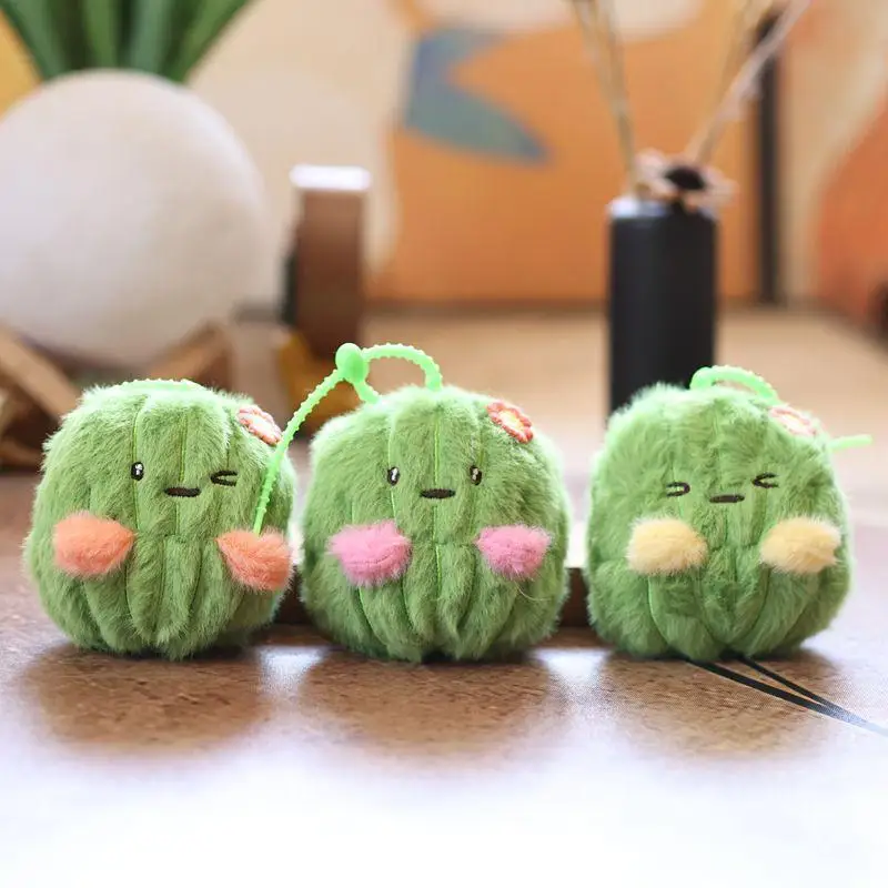 

Single 11cm Cute Mimic Fairy Ball Bag Pendant Soft Stuffed Toy Plant-Like Cactus Keychain Doll for Girl's Adornments