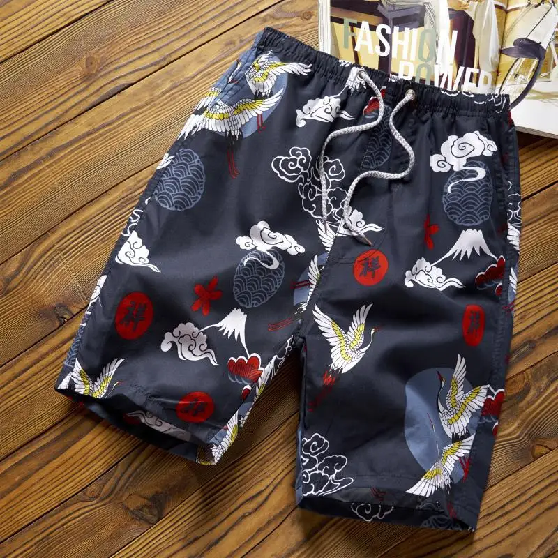 Summer New Casual Shorts Men Beach Breathable Quick Dry Loose Shorts Men\'s Fashion Hawaii Print Short Pants Couple Shorts Male