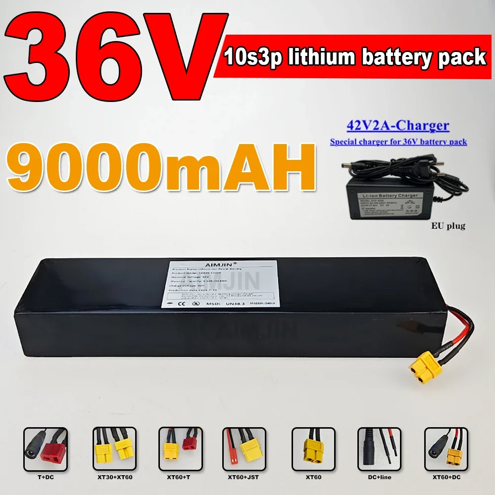 10S3P 36V 9000mAh 36V lithium battery pack 18650 lithium battery suitable for Xiaomi  scooter battery+42V charger