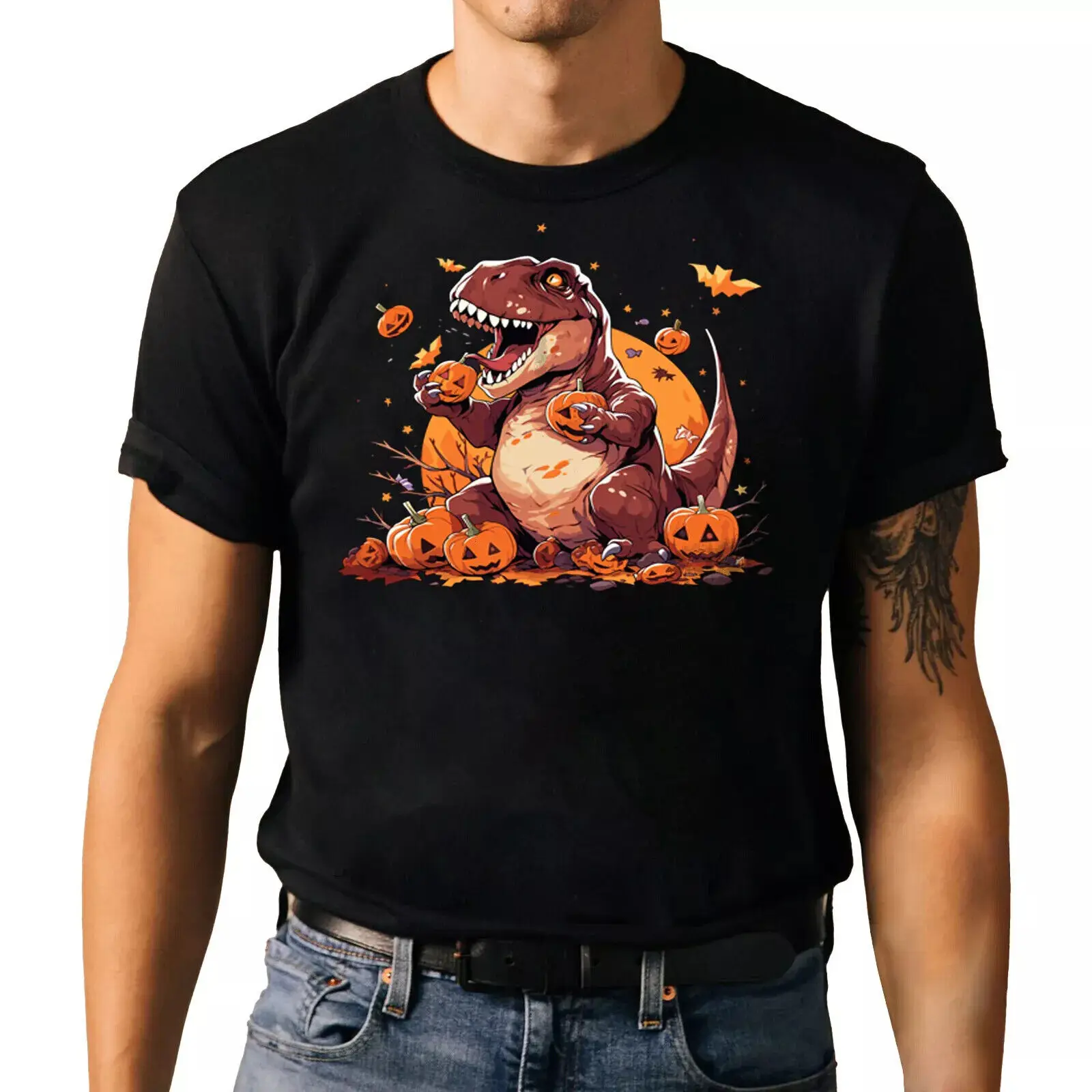 

Dinosaur T-shirt - Scary Pumpkin Costume Halloween t shirt US size