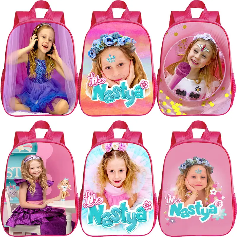 Comme Nastya Print School Backpacks, Sac à dos pour enfants, Cartable Kawaii pour enfants, Cartable de maternelle pour filles, Sac à dos rose Mochila